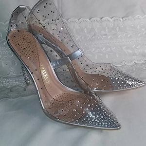 4.5 inch Azalea Wang Lake clear pump w/ rhinestone